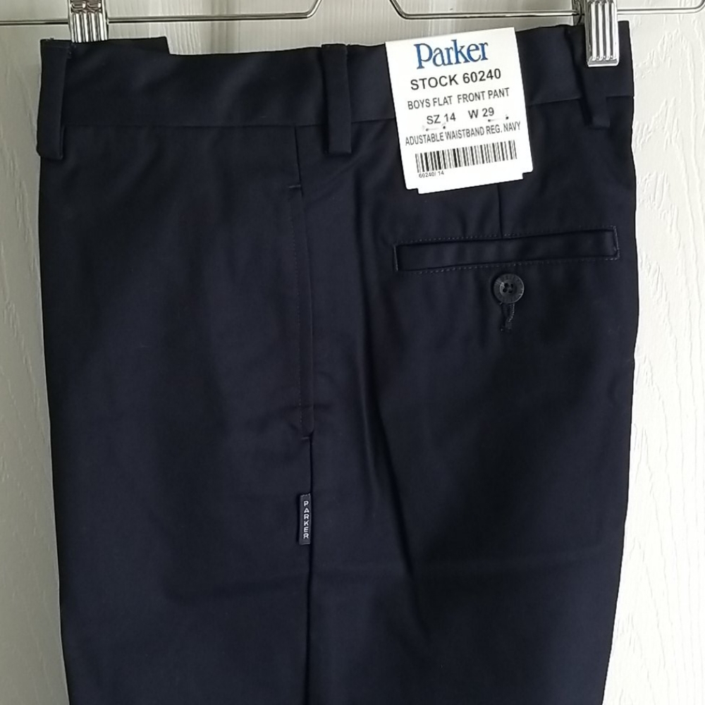 2 for 25$ Parker uniform flat front pants,navy, sz 14, w29